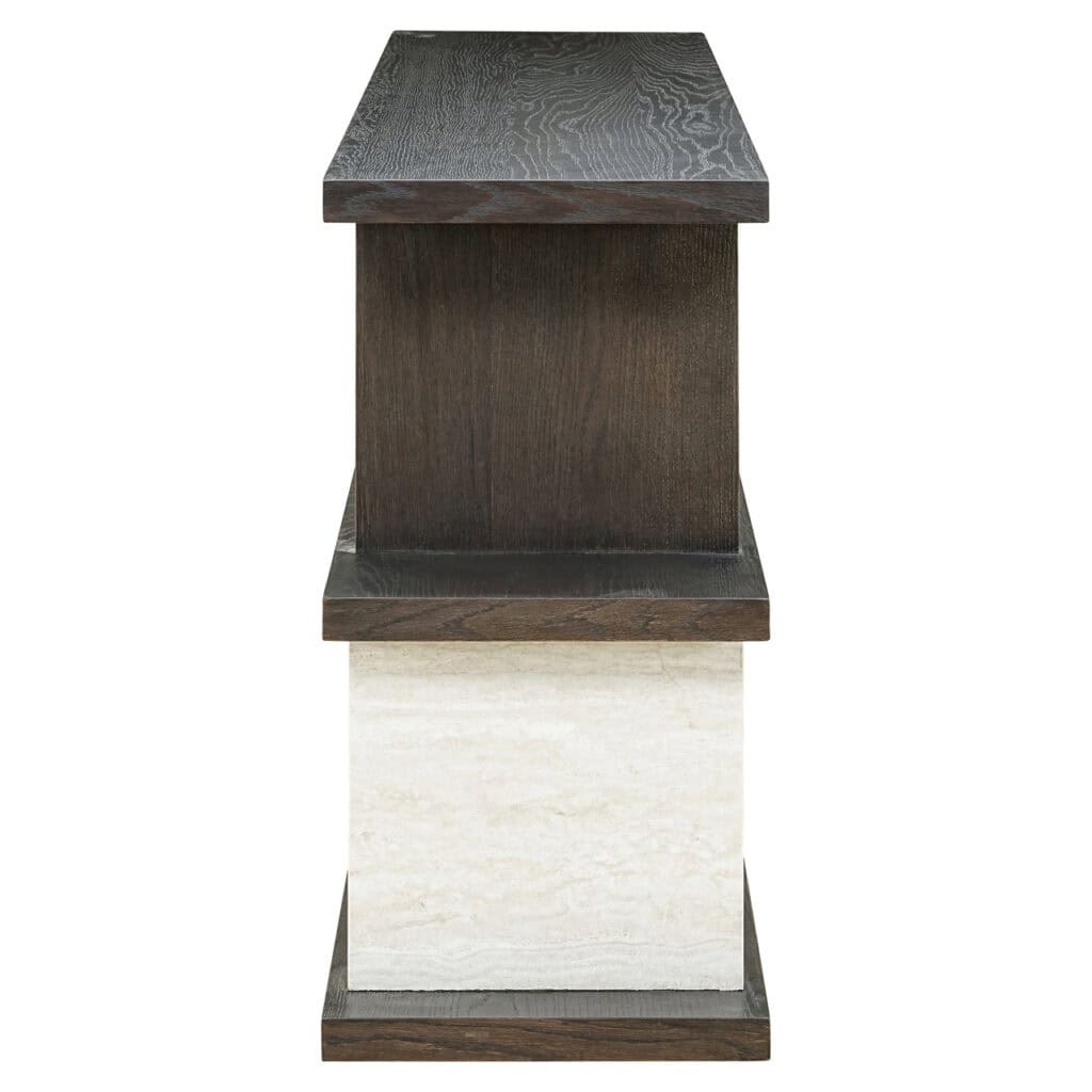 Waldorf in dark brown wood with a white base for interior use.