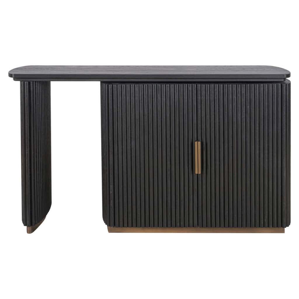 Cambon desk Cambon dark coffee with a ribbed texture and wooden accents.