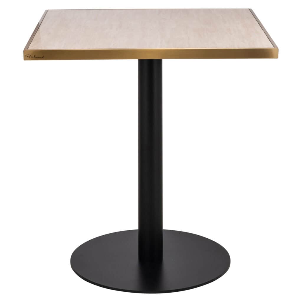 Bistrotafel Brazza beige 70x70 met zwarte voet voor horeca en thuisgebruik.