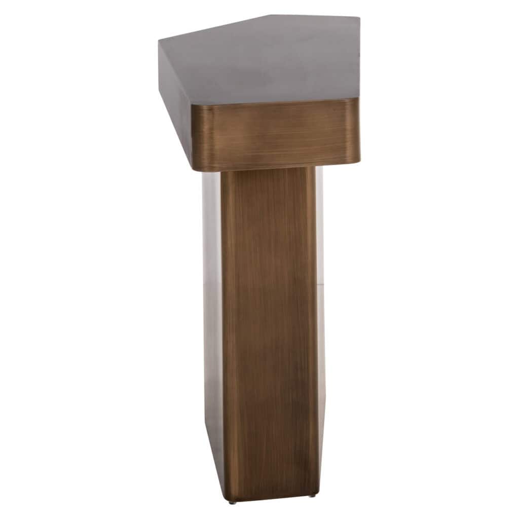 Hexa console table with gold brushed gold for modern interiors.