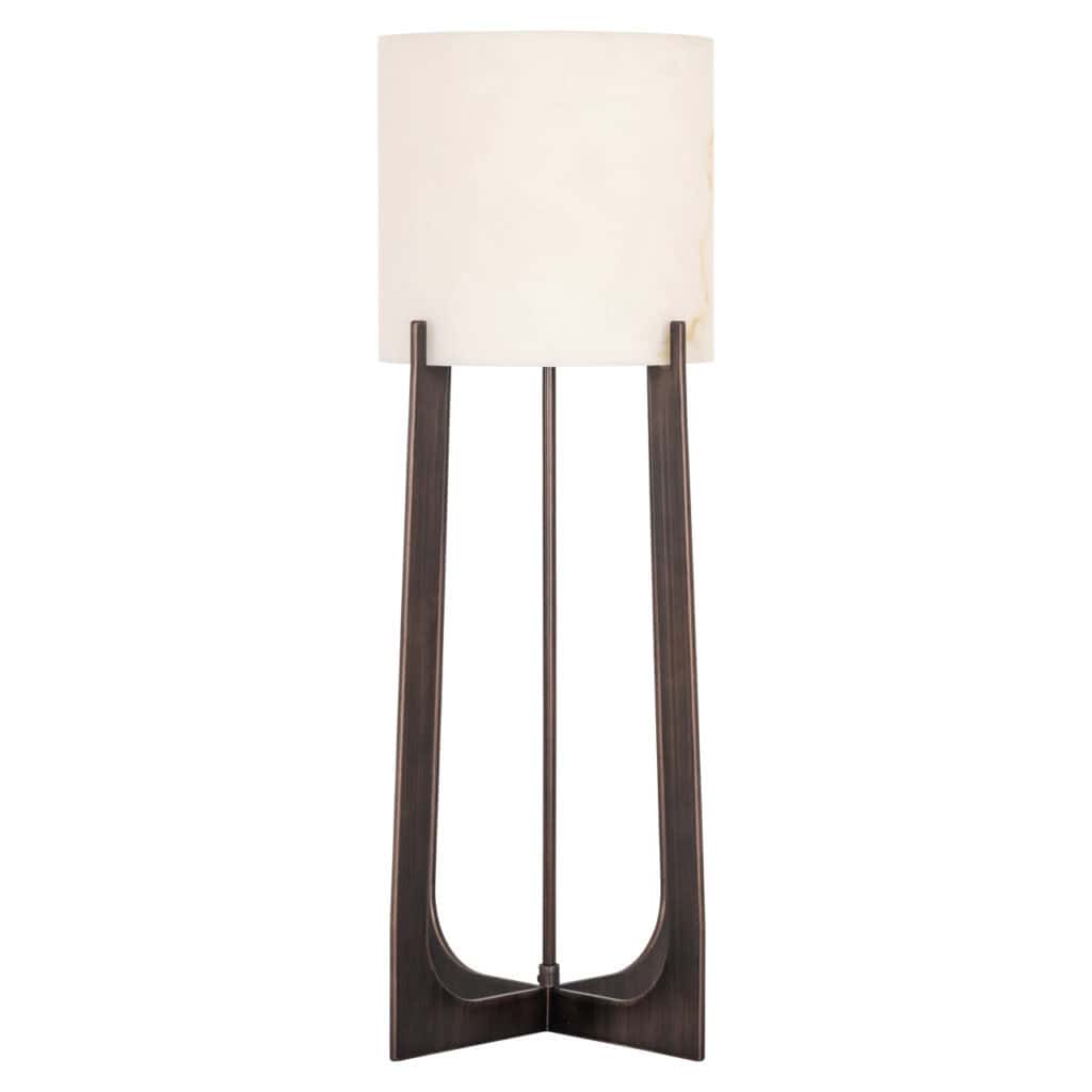 Loura Tischlampe aus Bronze mit Holzfuß, modernes Design.