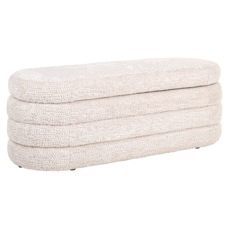 Comfortabele gestoffeerde bankbank in neutrale kleur, perfect voor modern interieur.