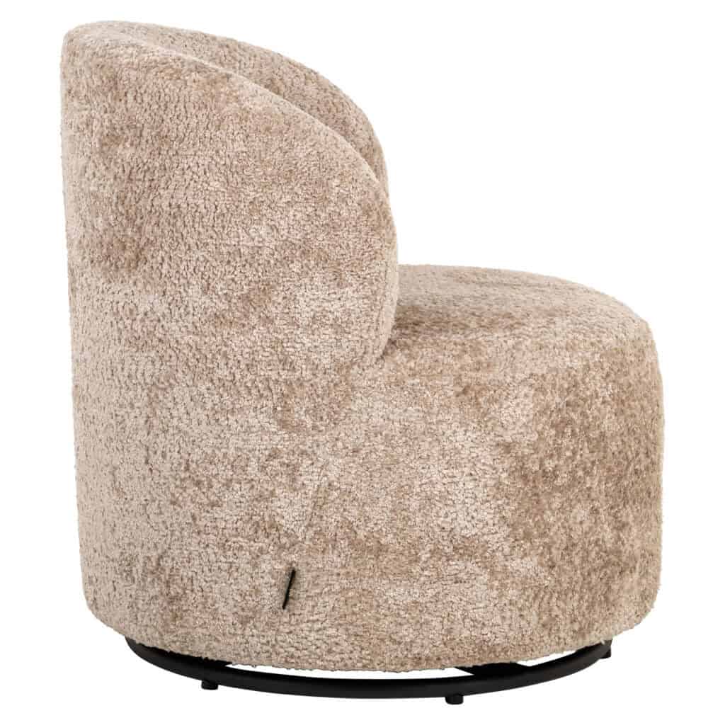 Luxuriöser Loungesessel „Jackie“ aus Schafsleder in Naturfarbe mit drehbarem Design.