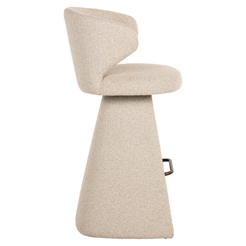 Tabouret de bar moderne beige « Gatsbi Biscotti » avec un dossier confortable.