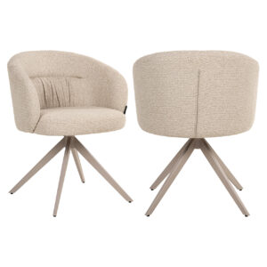 Moderne beige eetkamerstoel Olivia met draaibaar onderstel.