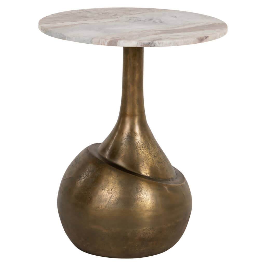 Sia side table with a marble top and gold base.