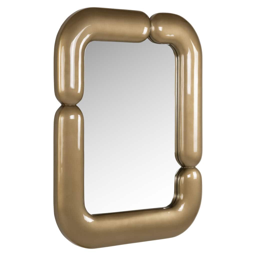 Gouden spiegel met moderne, ronde vorm voor interieurdecoratie.
