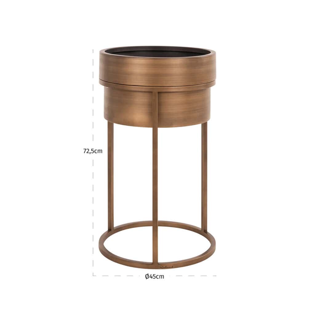 Houten plantenstandaard met ronde vorm en hoge kwaliteit afwerking.