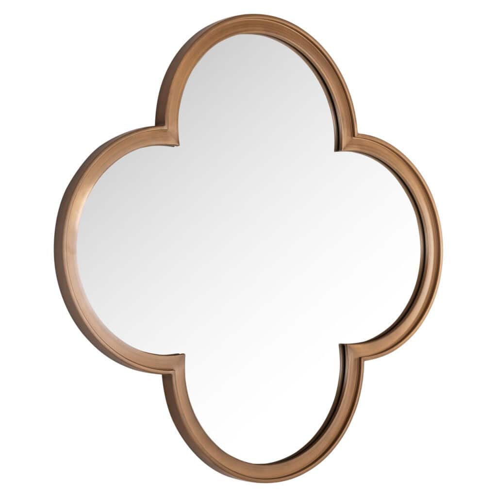 Eleganter Wandspiegel aus Holz in einzigartiger Blütenform, perfekt für moderne Einrichtungen.