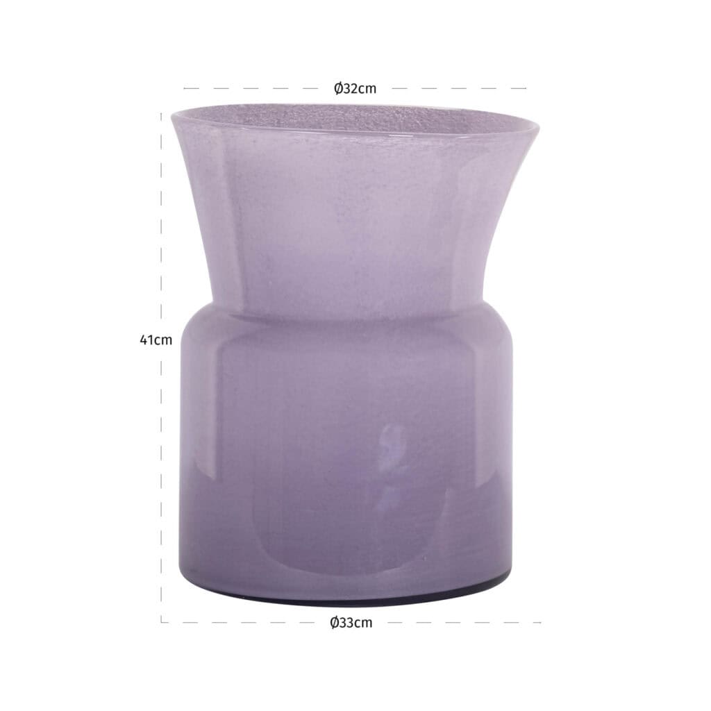 Lila Vase Milano einem Durchmesser von 32 cm und einer Höhe von 41 cm.