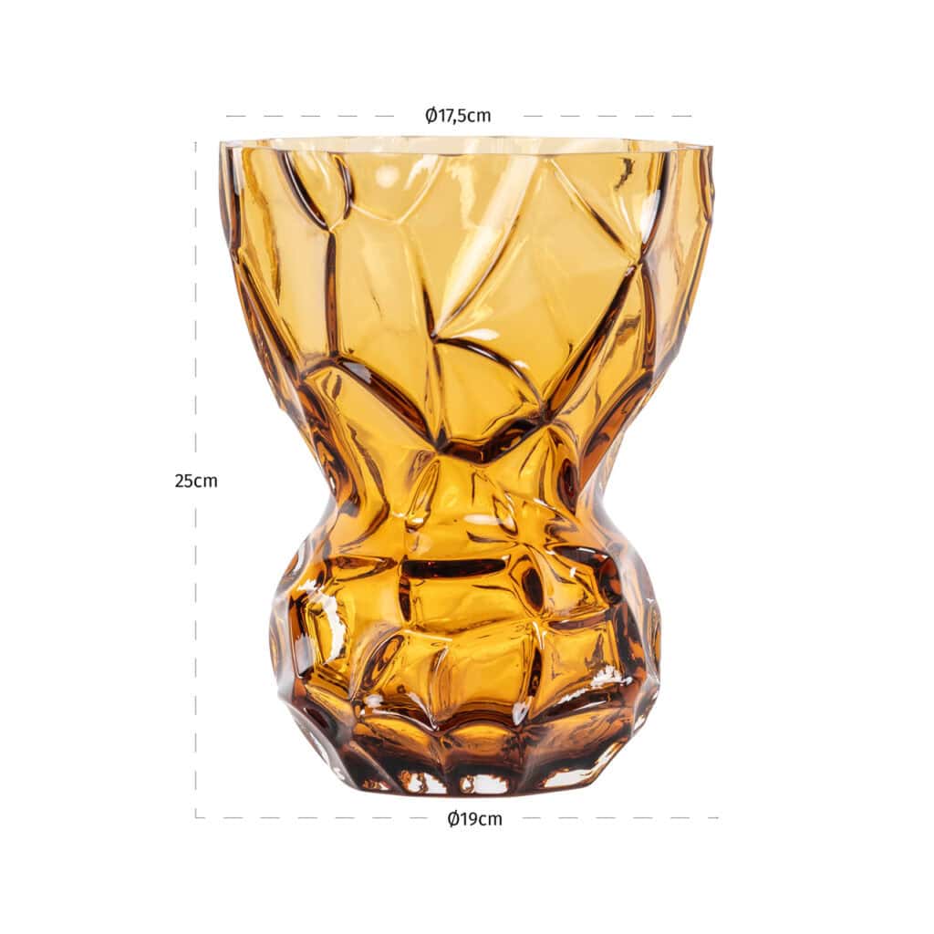 Amber vase by Mason a unique, curled shape and a warm amber color.