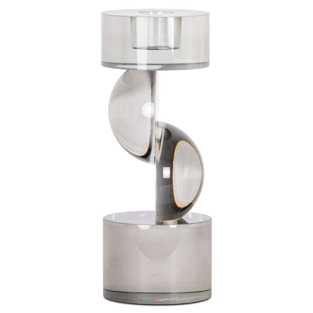 Modern lamp with silver and glass accents for interior design.