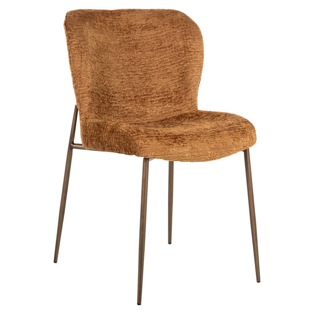 Chaise de salle à manger Odarby, couleur cognac fusion, avec pieds en métal.