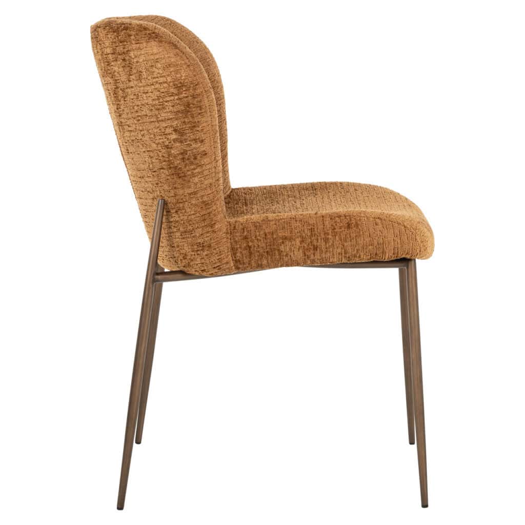 Chaise de salle à manger Odarby, couleur cognac fusion, avec pieds en métal.