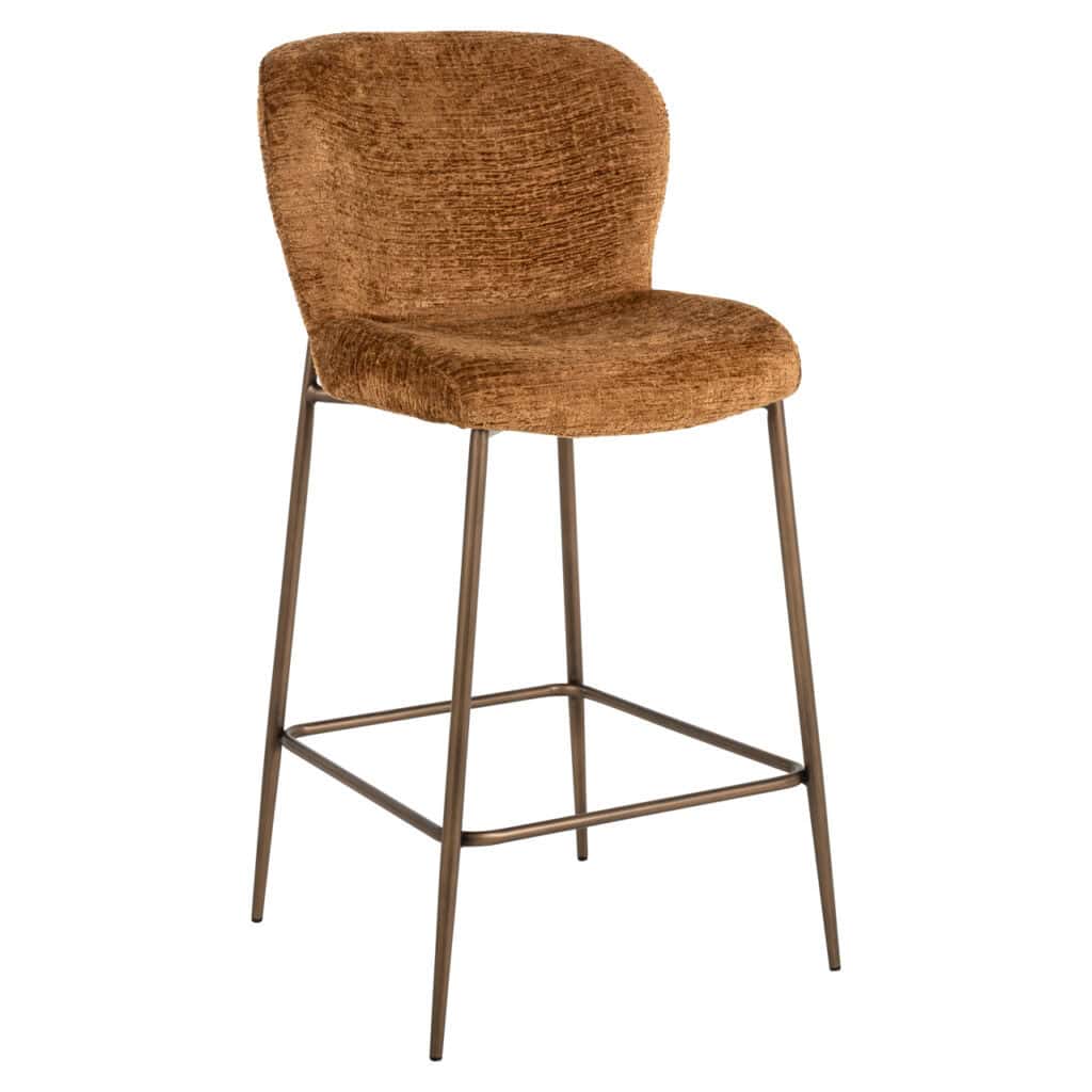 Odarby Cognac Fusion Barhocker mit Metallgestell und weicher Polsterung.