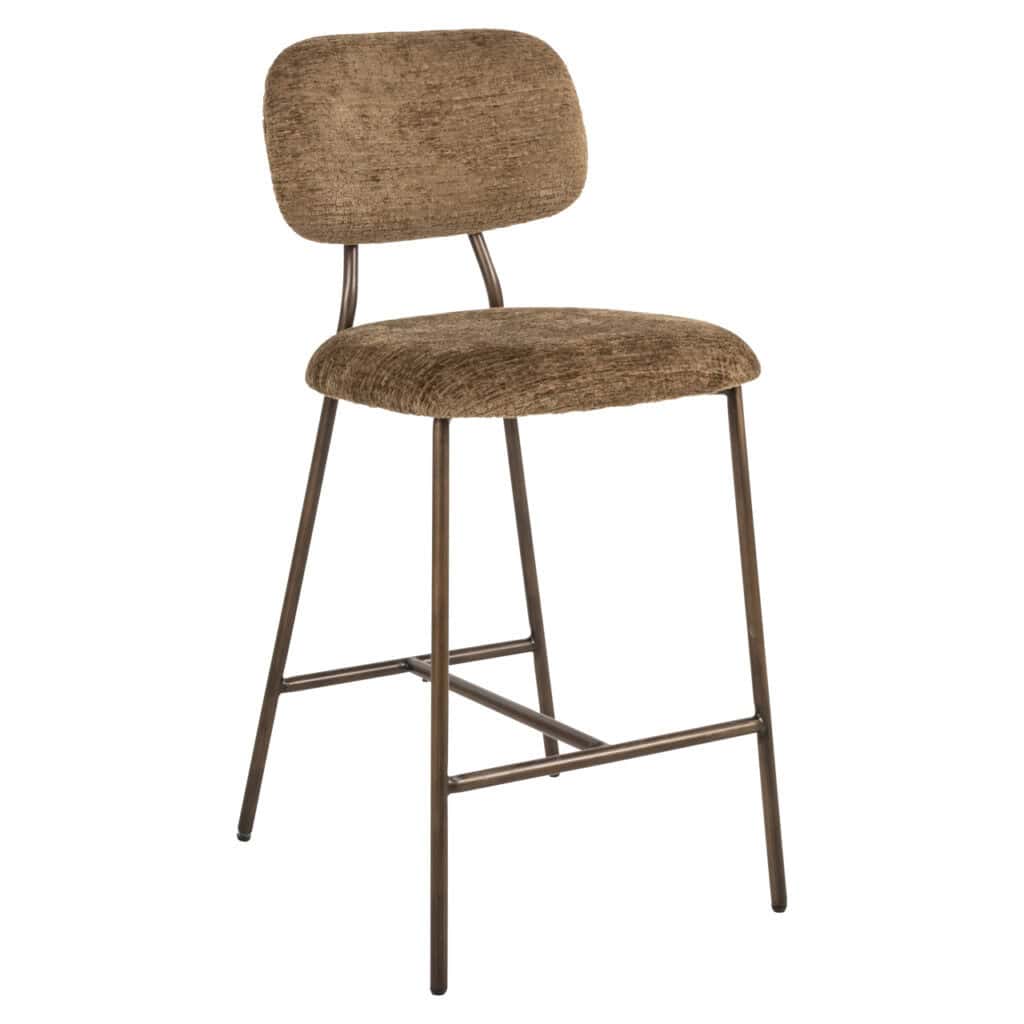 Xenia with brandy upholstery and a metal frame.