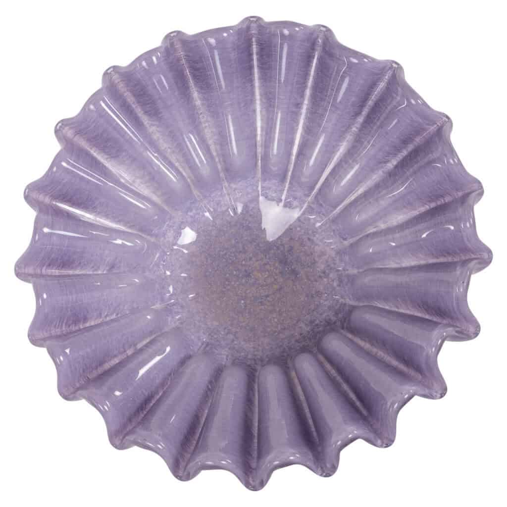 Purple glass Bowl a wavy rim—decorative and elegant.