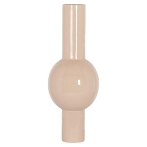 Strakke beige vaas met een ronde en lange vorm voor woondecoratie.