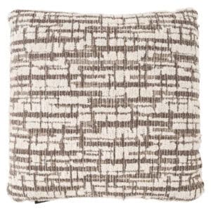 Coussin crème 50 x 50 avec motif géométrique pour la décoration d'intérieur.