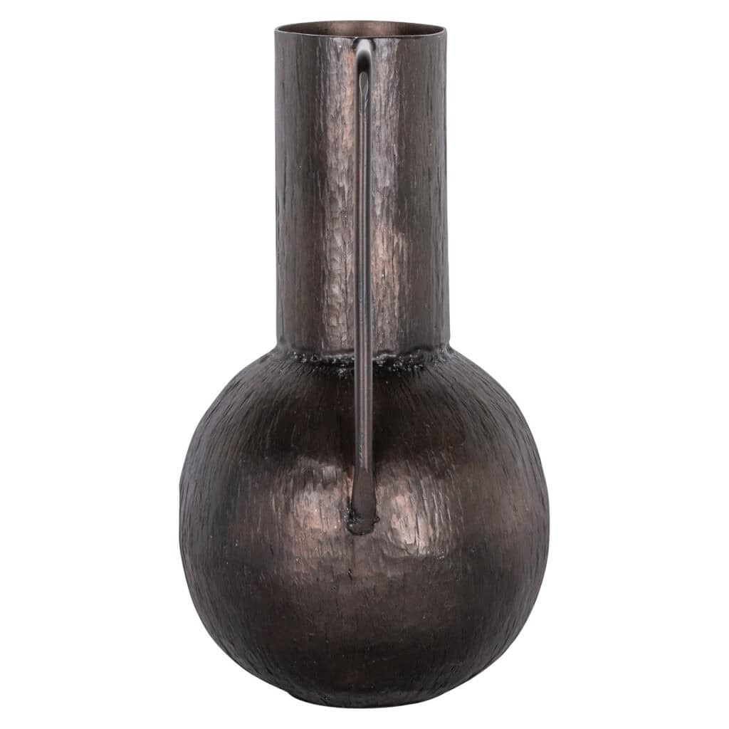 Petit vase en cuivre au style moderne et à la texture unique.