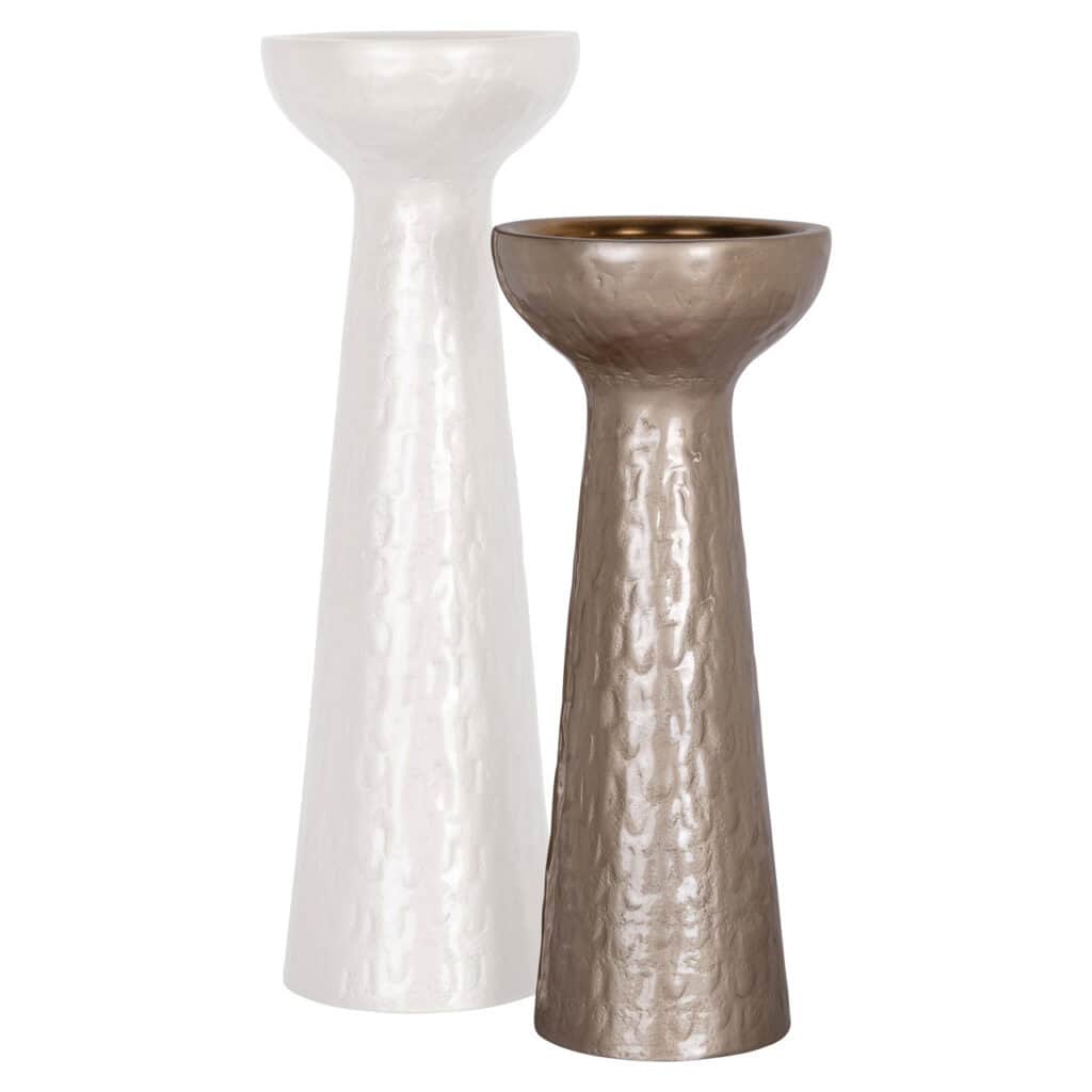 Kandelaar Juana beige klein, decoratief en elegant voor interieur.