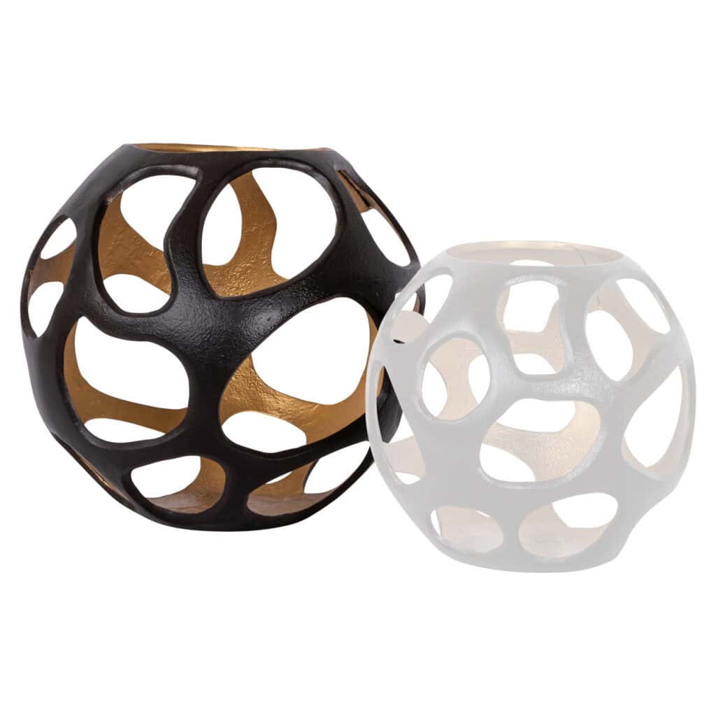 Modern geometric vases for interior decoration, in black and white, unique design pieces.
