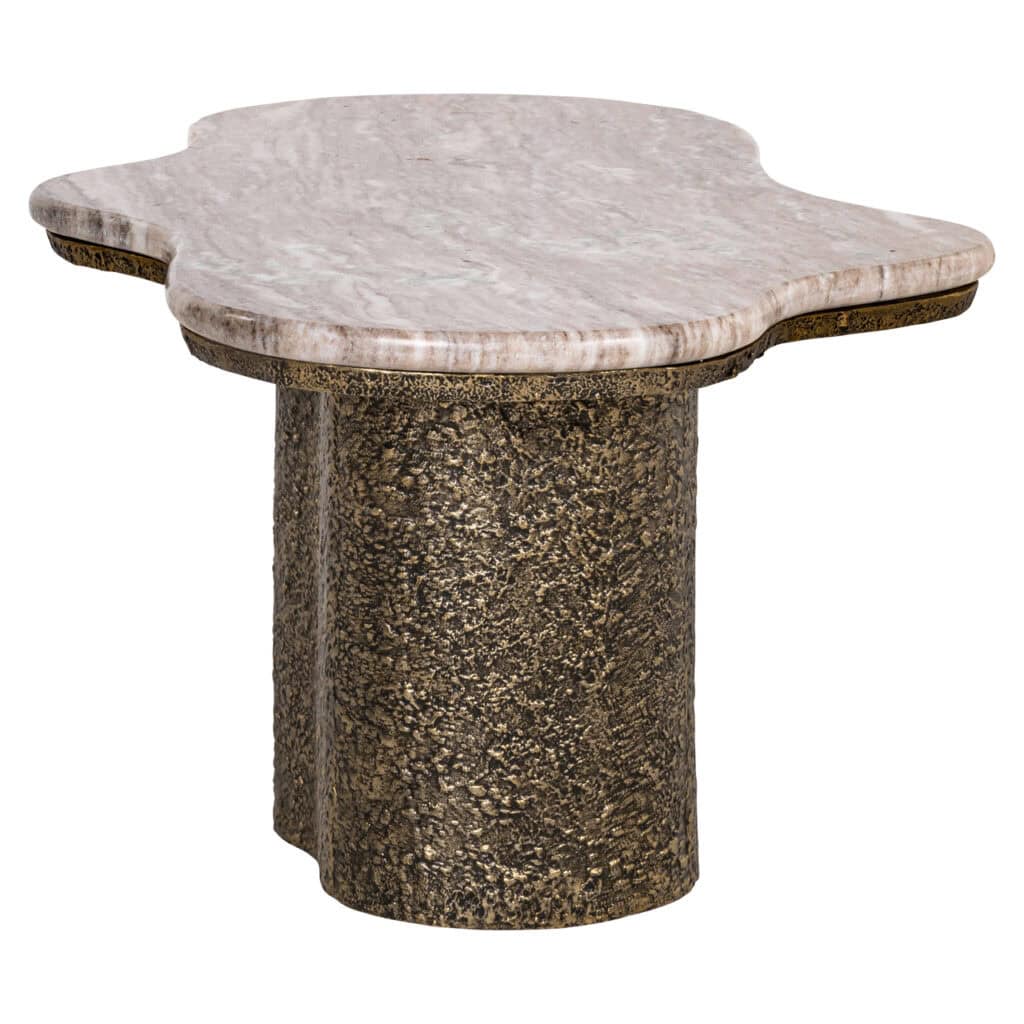 Table d'appoint en marbre avec piètement doré, accessoire de décoration haut de gamme.