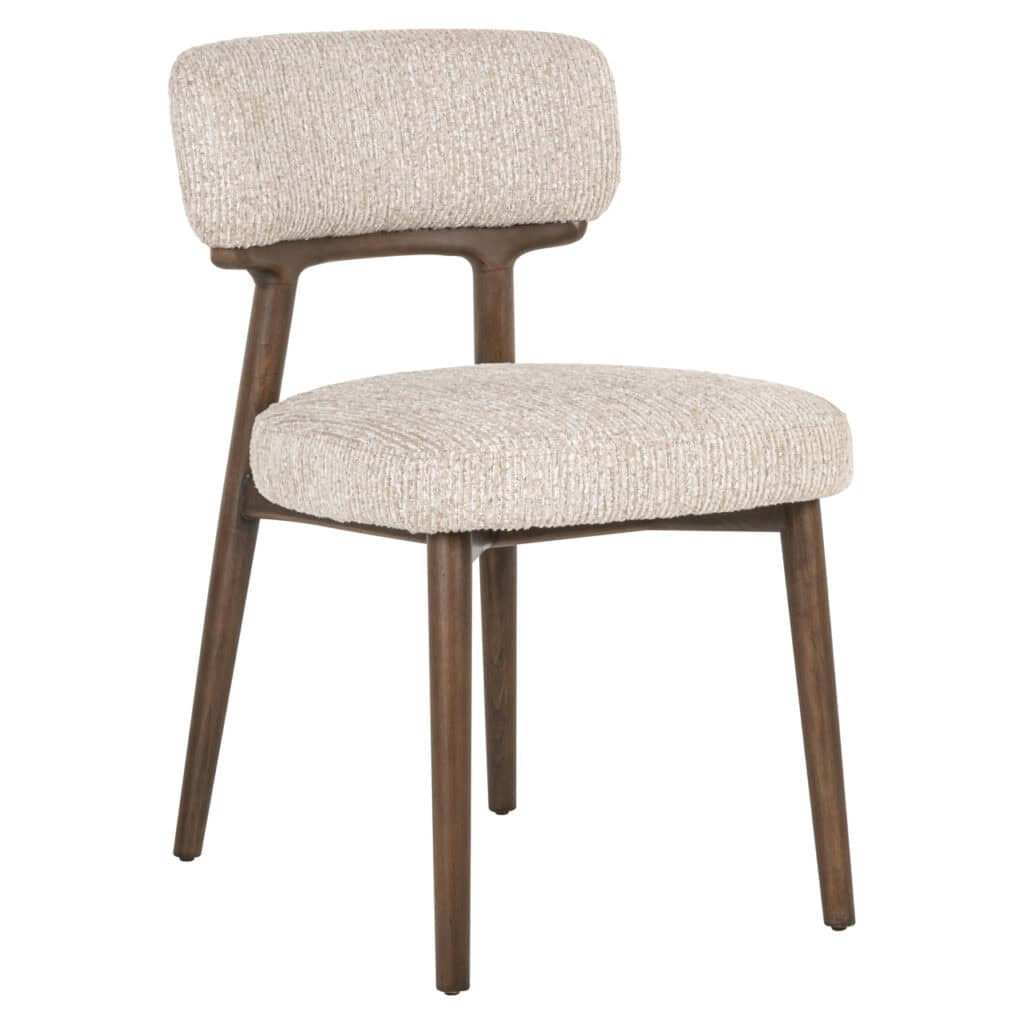 Modern upholstered dining chair with wooden legs—comfortable and stylish for any interior.