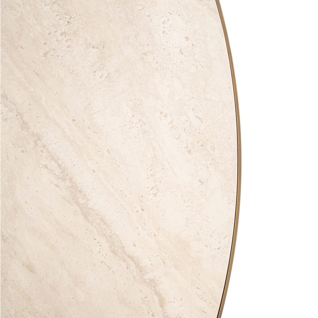 Table ronde moderne en marbre, dotée d'un rebord élégant, destinée à la décoration d'intérieur.