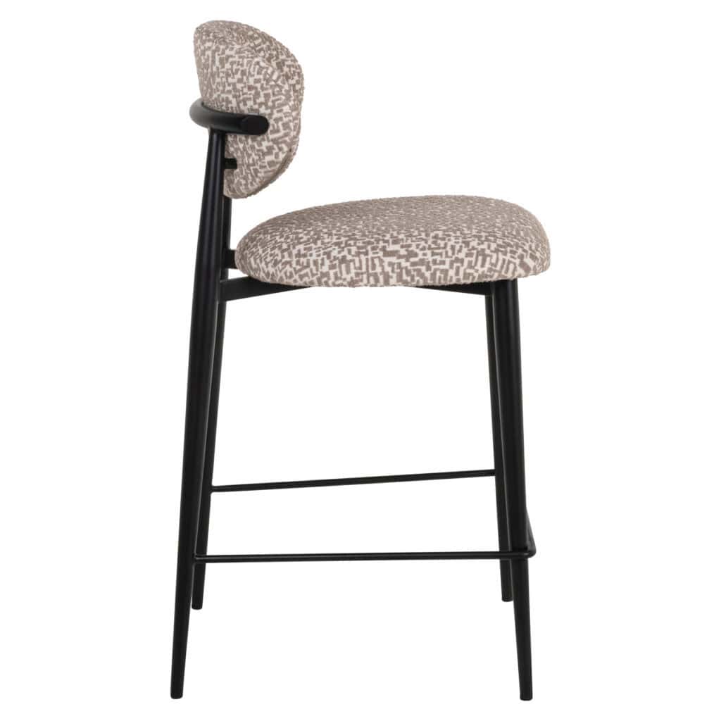 Modern chair with beige upholstery and a black frame, perfect for any interior.