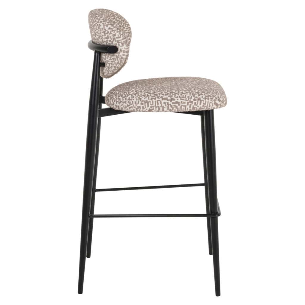 Chaise moderne Chaise assise et dossier rembourrés, structure en métal noir.