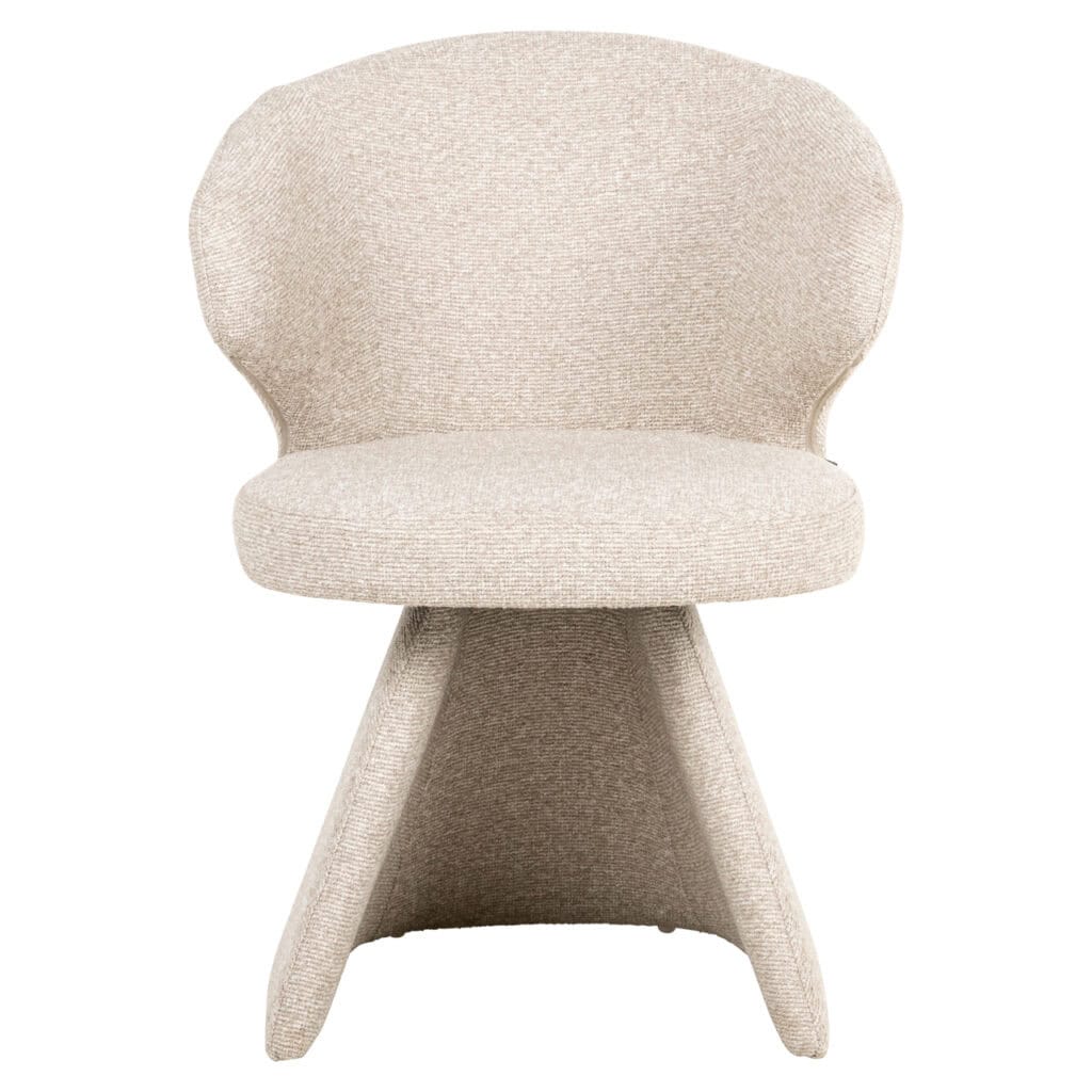 Moderner, beige gepolsterter Sessel mit Holzbeinen für eine stilvolle Inneneinrichtung.