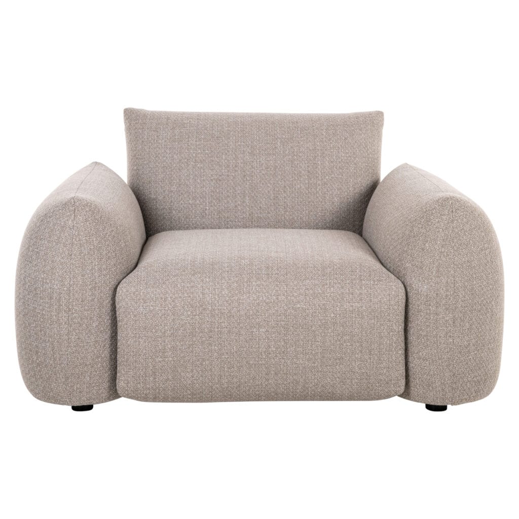 Moderne beige bank met zachte bekleding, perfect voor stijlvolle woonkamers.