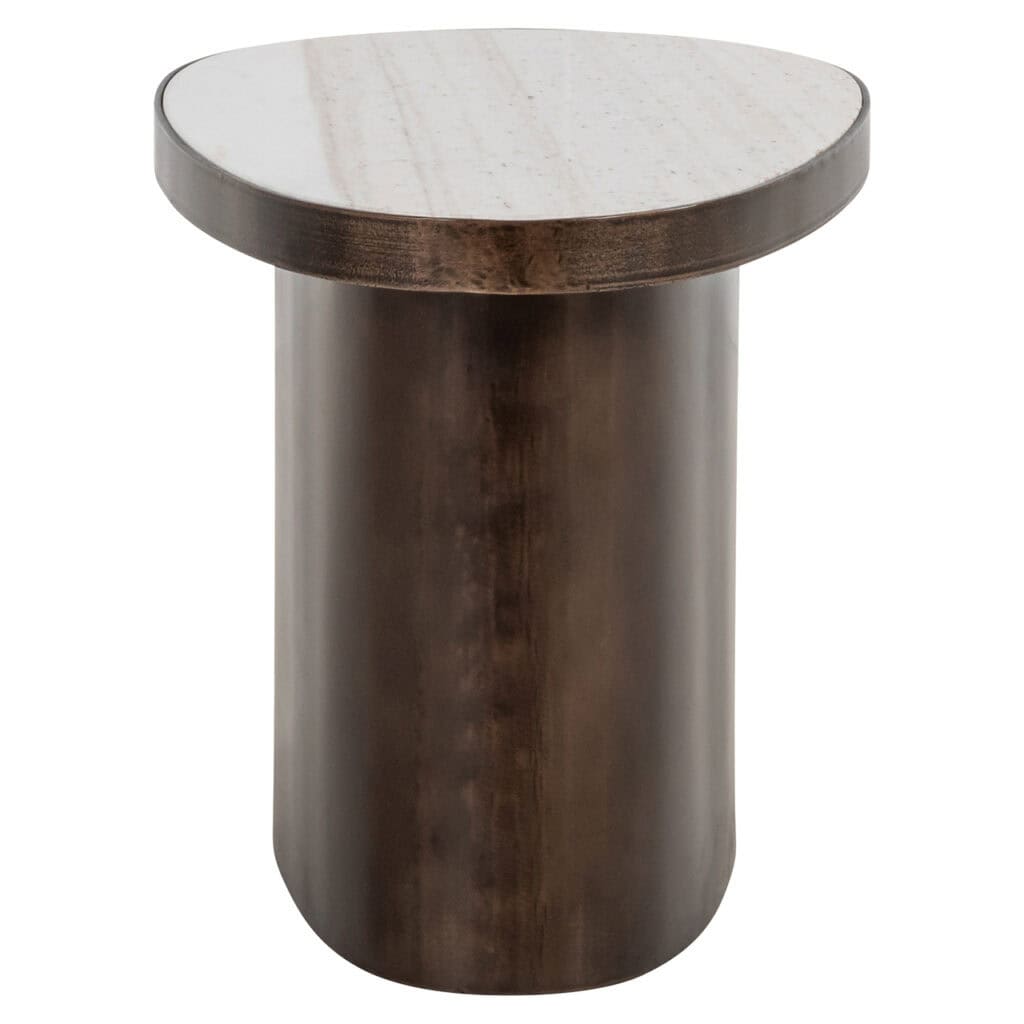 Table d'appoint moderne en bois avec plateau en marbre, pour une décoration d'intérieur élégante.
