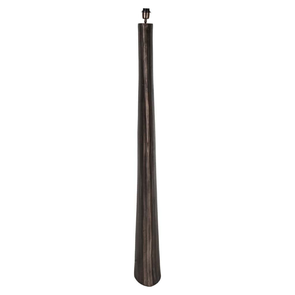 Wooden floor lamp with an industrial design, perfect for modern interior decor.