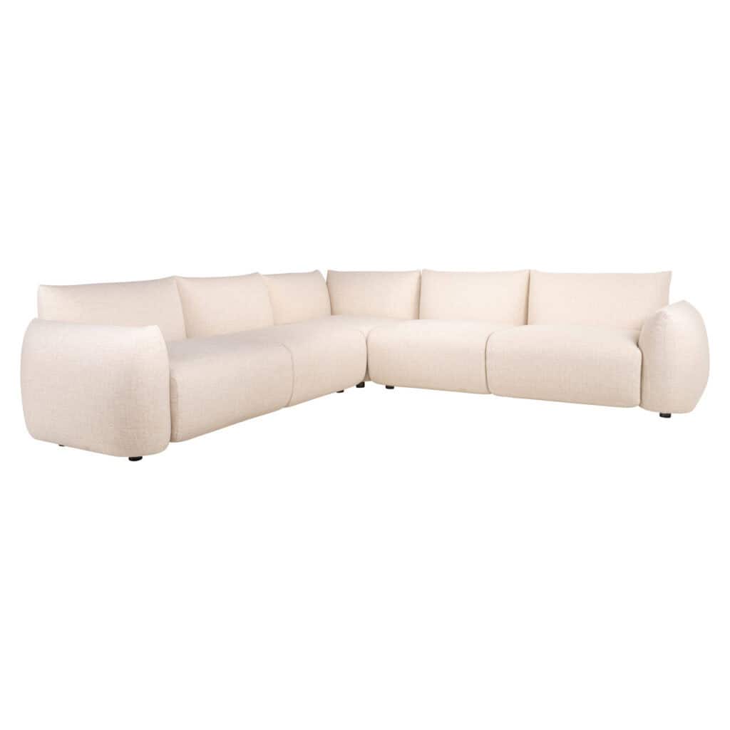 A sofa set in a light-colored fabric—modern and comfortable—perfect for stylish living spaces.