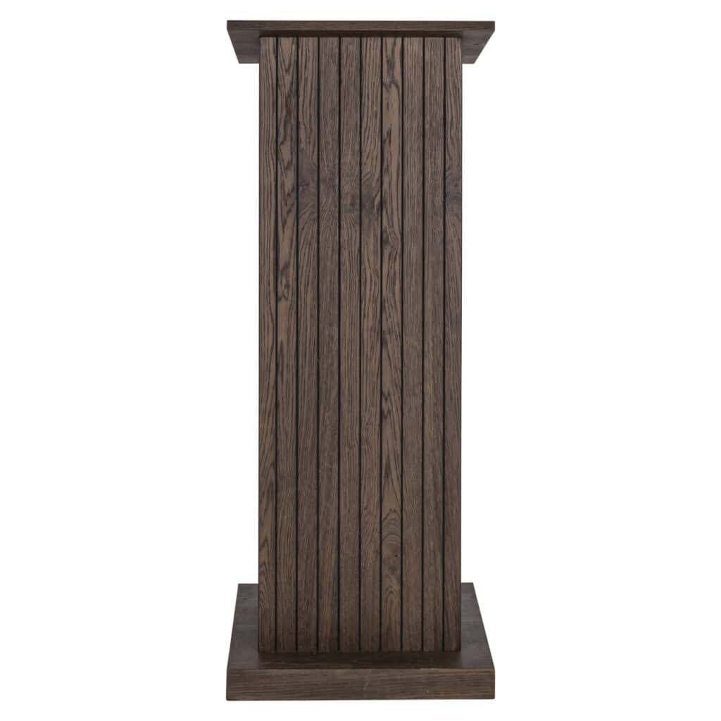 Houten meubel met verticale houten planken, modern en stijlvol design voor interieurdecoratie.