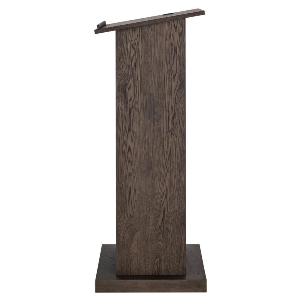Houten meubelstuk met metalen rand voor interieurdecoratie.