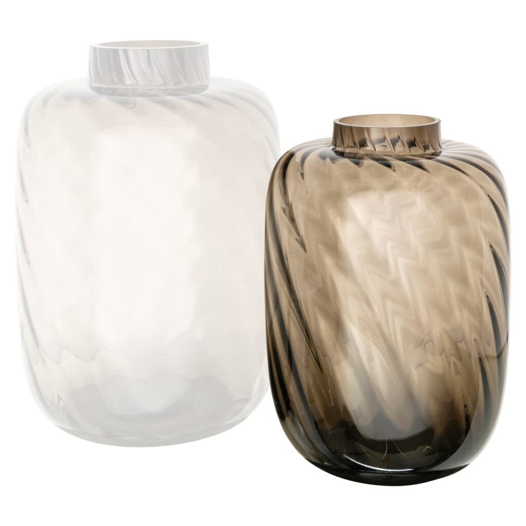 Elegante witte en bruine marmeren vazen, modern interieuraccessoires.