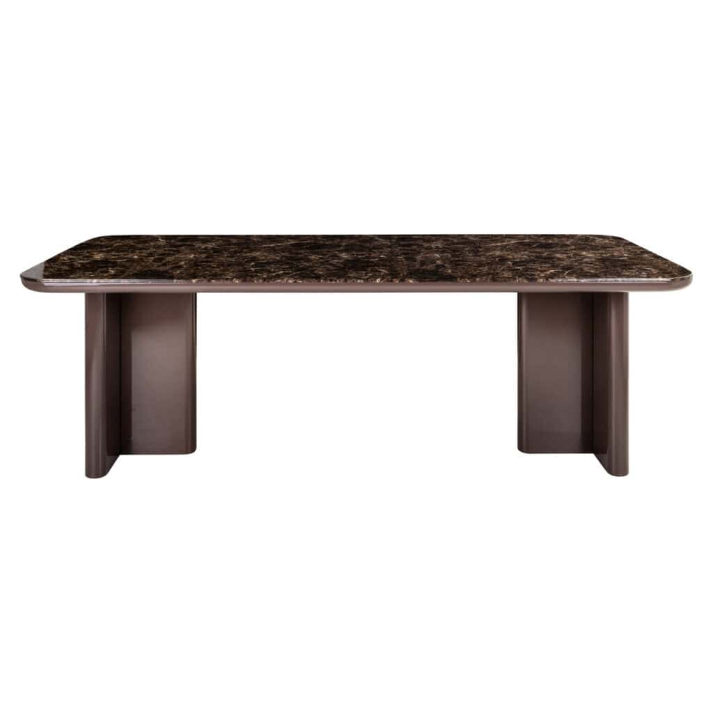 Luxe marmeren eettafel met moderne design, perfect voor stijlvolle interieurs.