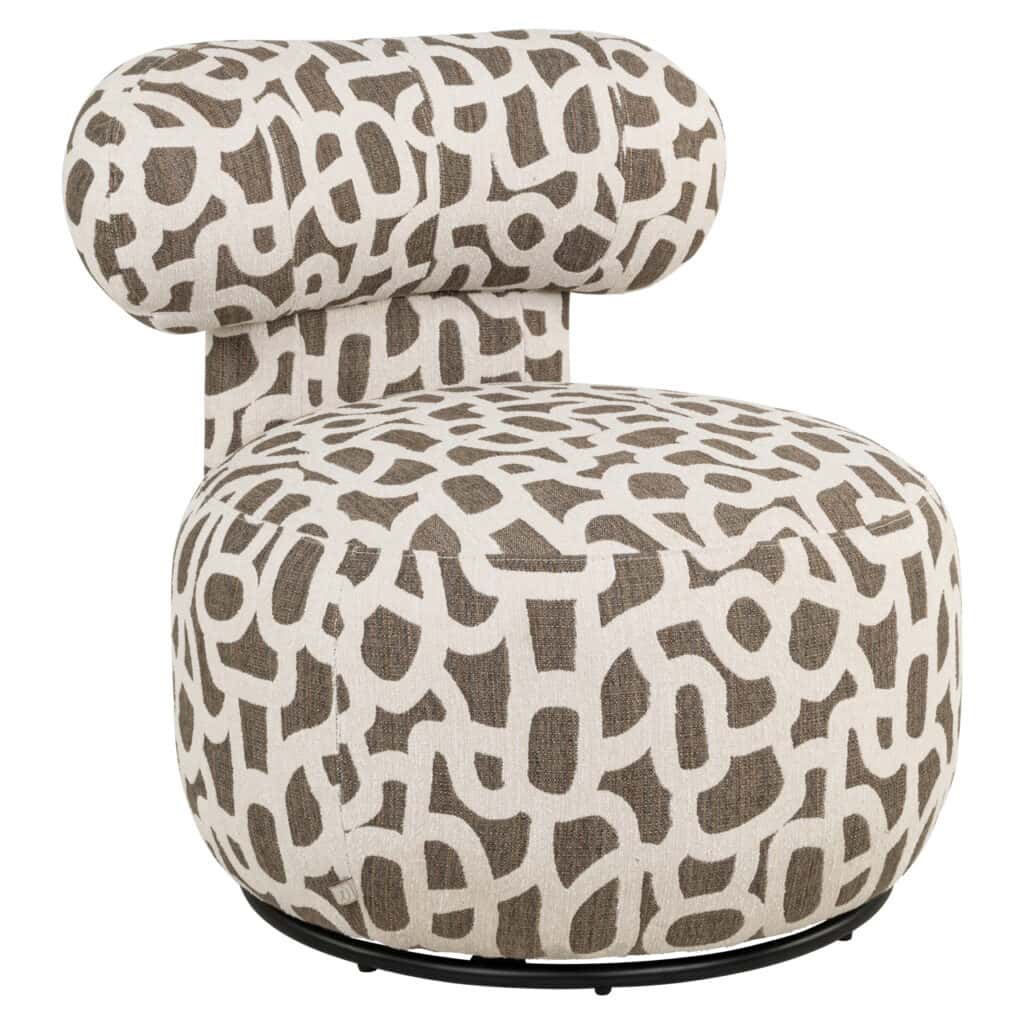 Moderne lounge stoel met abstract patroon, comfortabel en stijlvol voor eigentijdse interieurs.