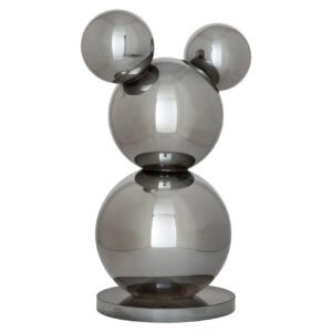 Modern metalen sculptuur met ronde vormen, decoratief kunstobject voor interieur.