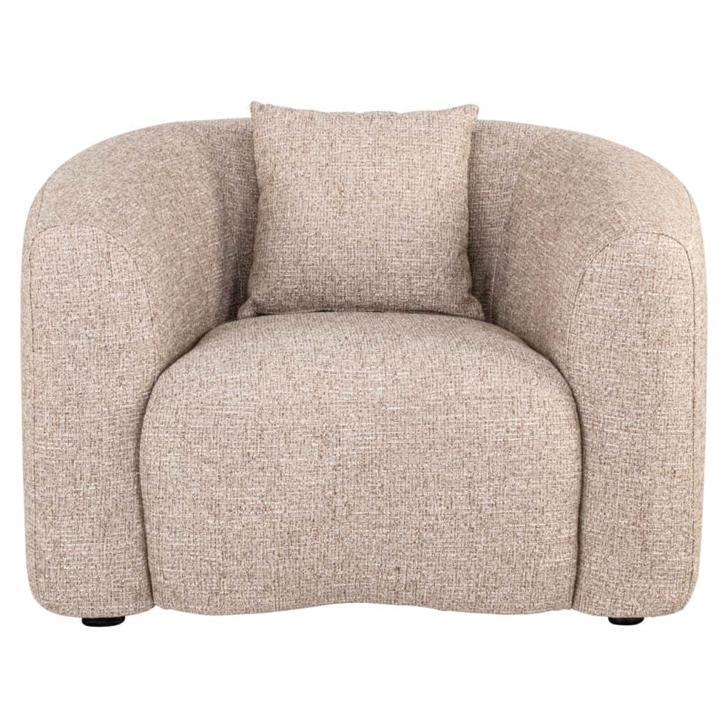 Comfortabele stoffen fauteuil voor modern interieur, perfect voor stijlvolle woonkamers en zithoeken.