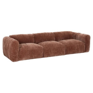 Luxe leren bank in bruin met zachte kussens, perfect voor moderne interieurs.