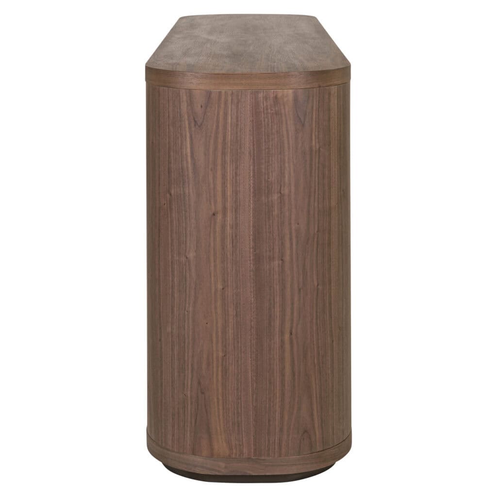 Wooden cabinet with a fabric top, modern design, suitable for interior decoration.