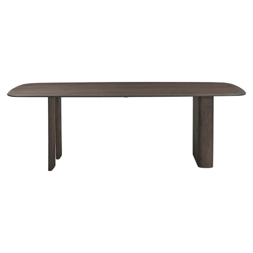 Robuster Esstisch aus Holz mit natürlicher Oberfläche, perfekt für moderne Einrichtungen.