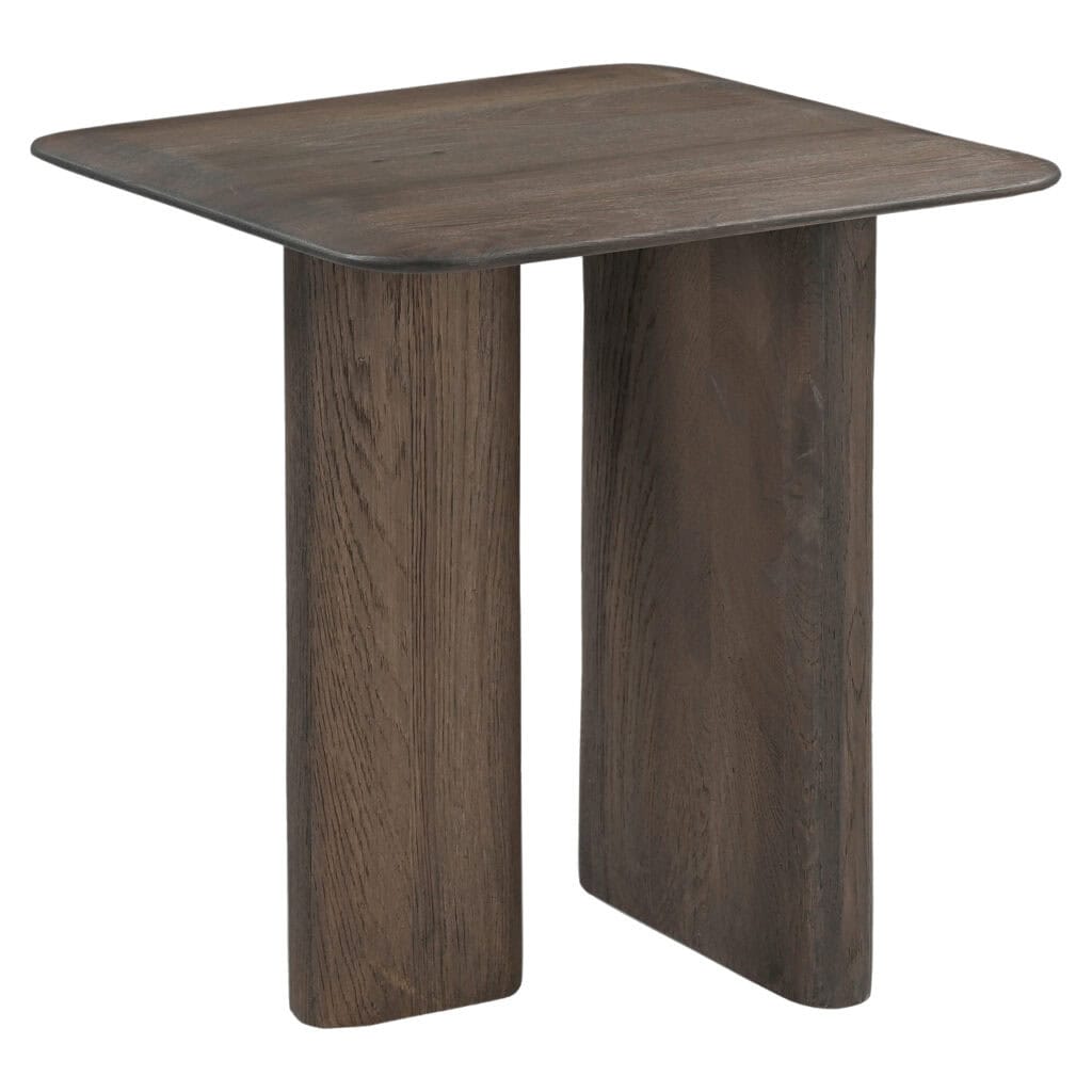 Moderner Beistelltisch aus Holz mit klaren Linien und natürlicher Oberfläche, ideal für die Inneneinrichtung.