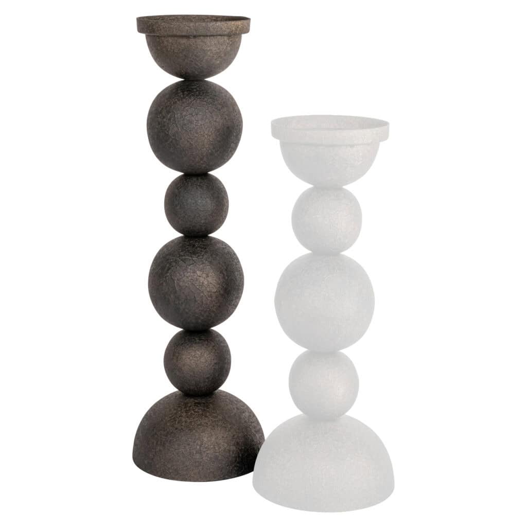 Moderne decoratieve kandelaars set in zwart en wit, perfect voor interieuraccenten.