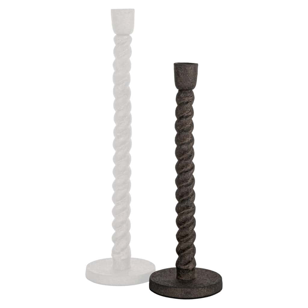 Bougeoirs modernes noirs et blancs Bougeoirs design torsadé, pour la décoration d'intérieur.