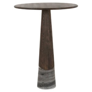 Bijzettafel van hout en marmer, modern en stijlvol design.